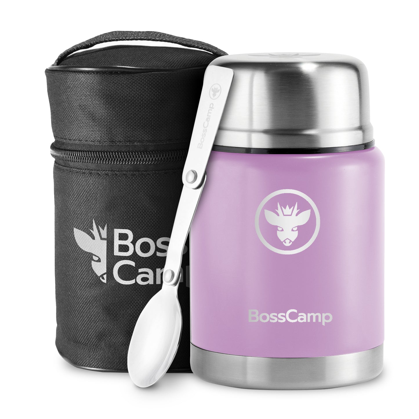 Termo Comida BossCamp 500 ml Lila Acero Inoxidable Bolso Cuchara