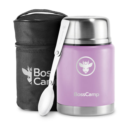 Termo Comida BossCamp 500 ml Lila Acero Inoxidable Bolso Cuchara