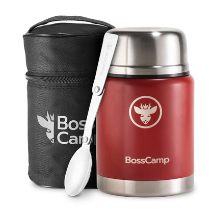 Termo Comida BossCamp 500 ml Rojo Acero Inox Bolso Cuchara