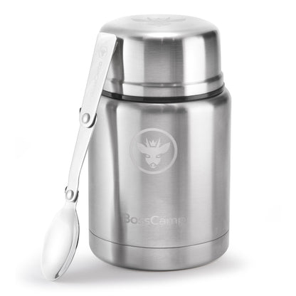 Termo Comida BossCamp 500 ml Plata Acero Inox Bolso Cuchara