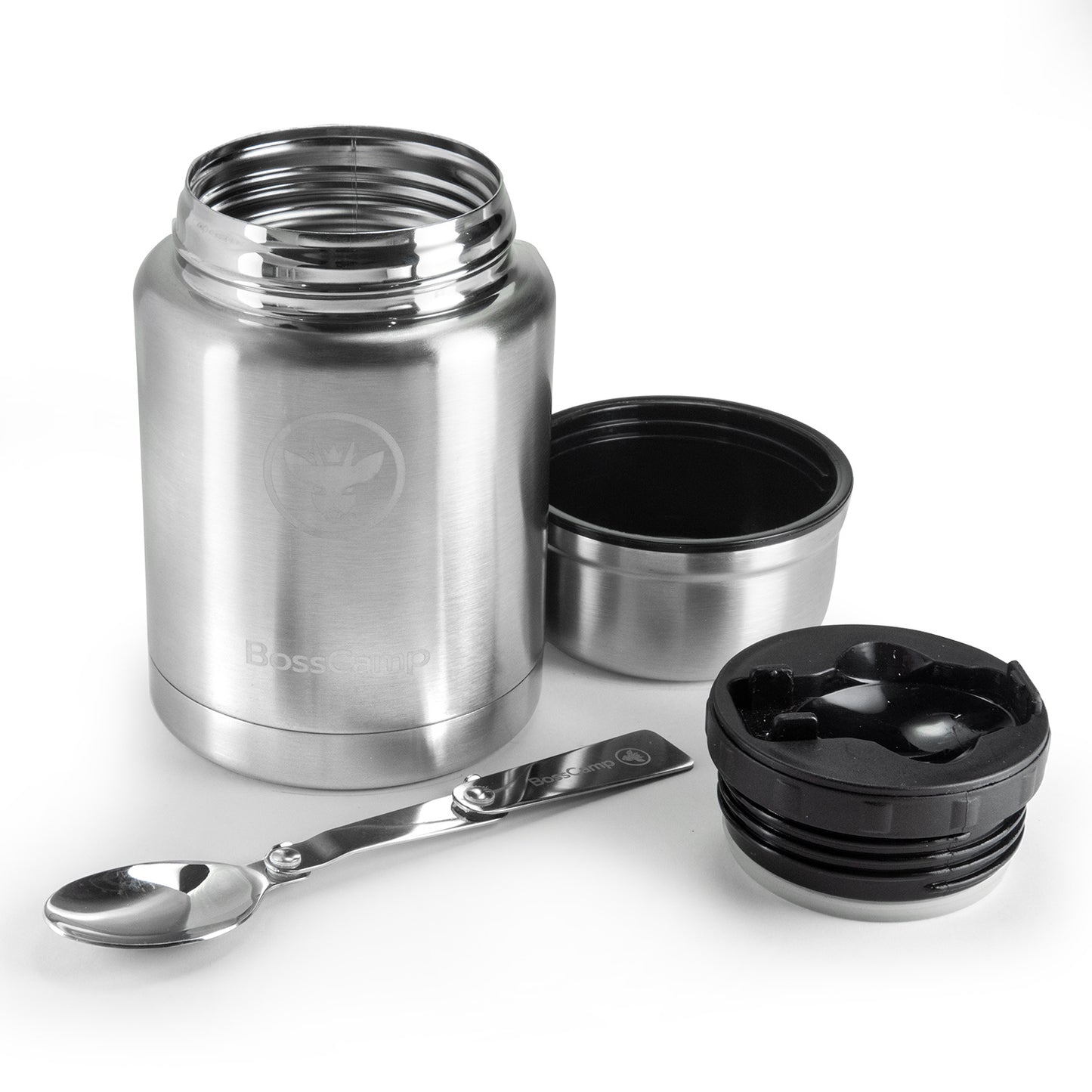 Termo Comida BossCamp 500 ml Plata Acero Inox Bolso Cuchara