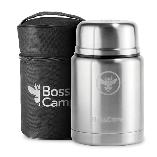 Termo Comida BossCamp 500 ml Plata Acero Inox Bolso Cuchara