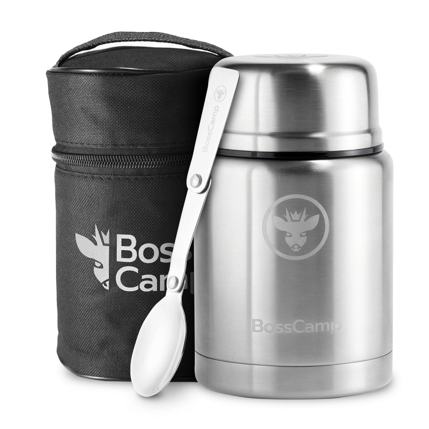 Termo Comida BossCamp 500 ml Plata Acero Inox Bolso Cuchara