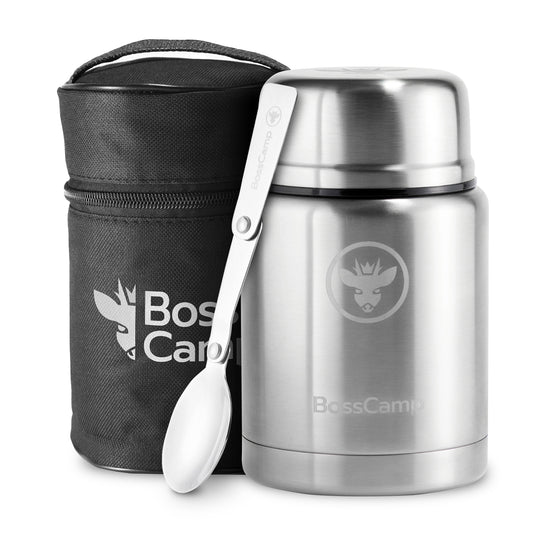 Termo Comida BossCamp 500 ml Plata Acero Inox Bolso Cuchara