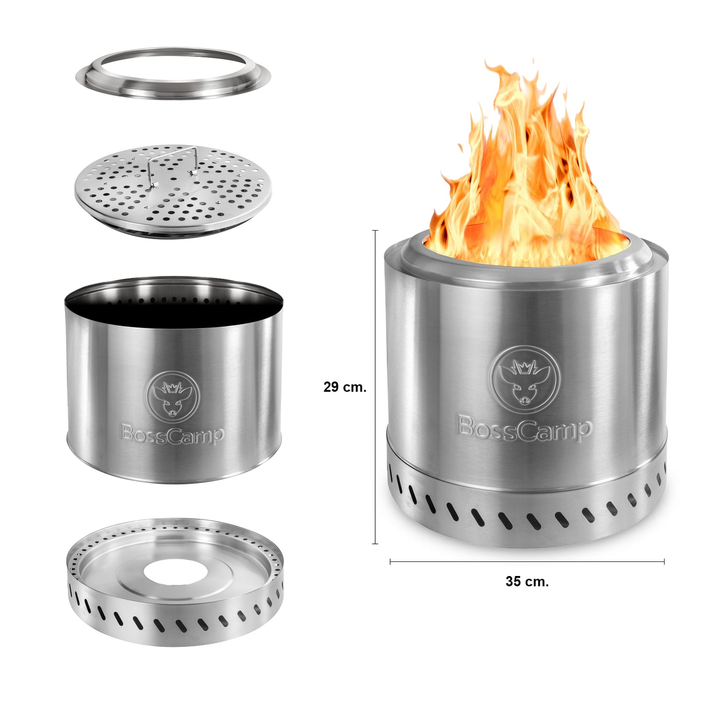 Brasero Sin Humo Fireboss 35 cm Silver