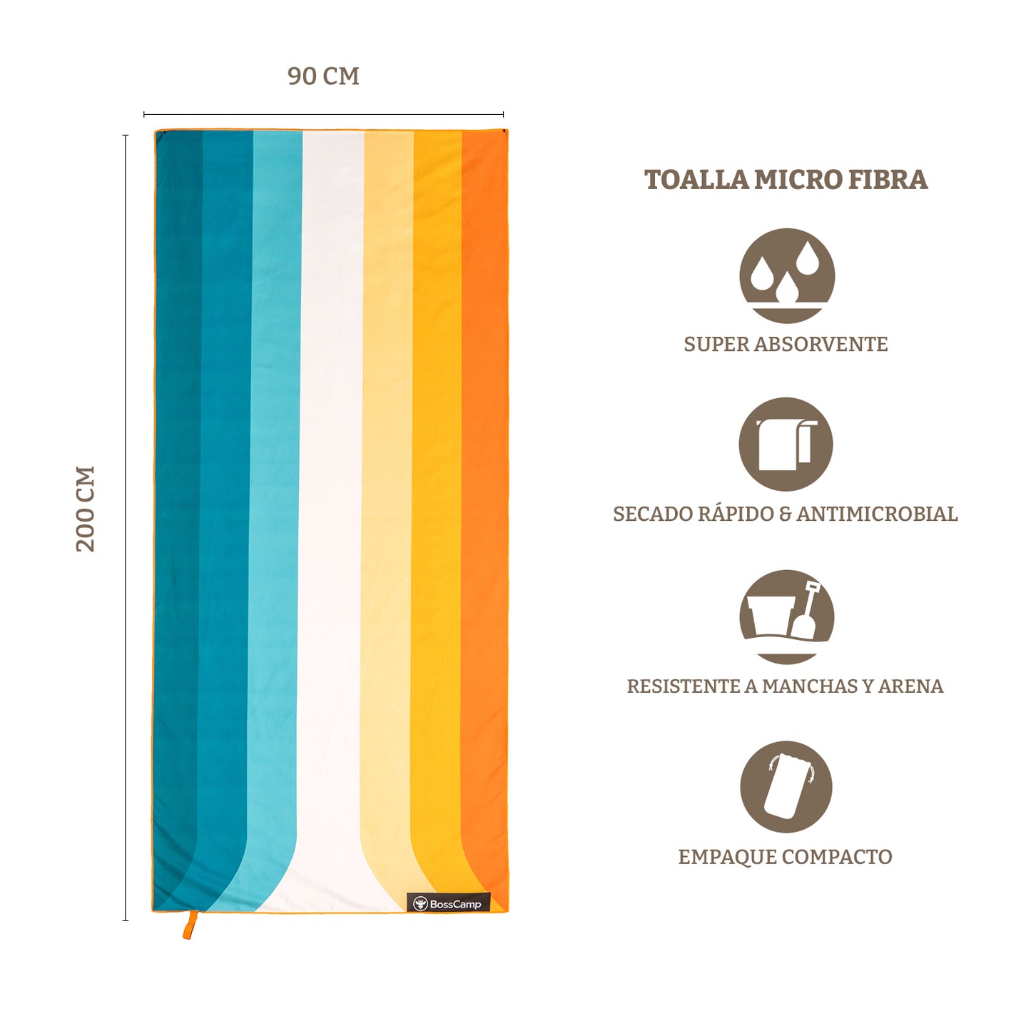Toalla Playa Microfibra Grande XL Austral Bosscamp (90 x 200)