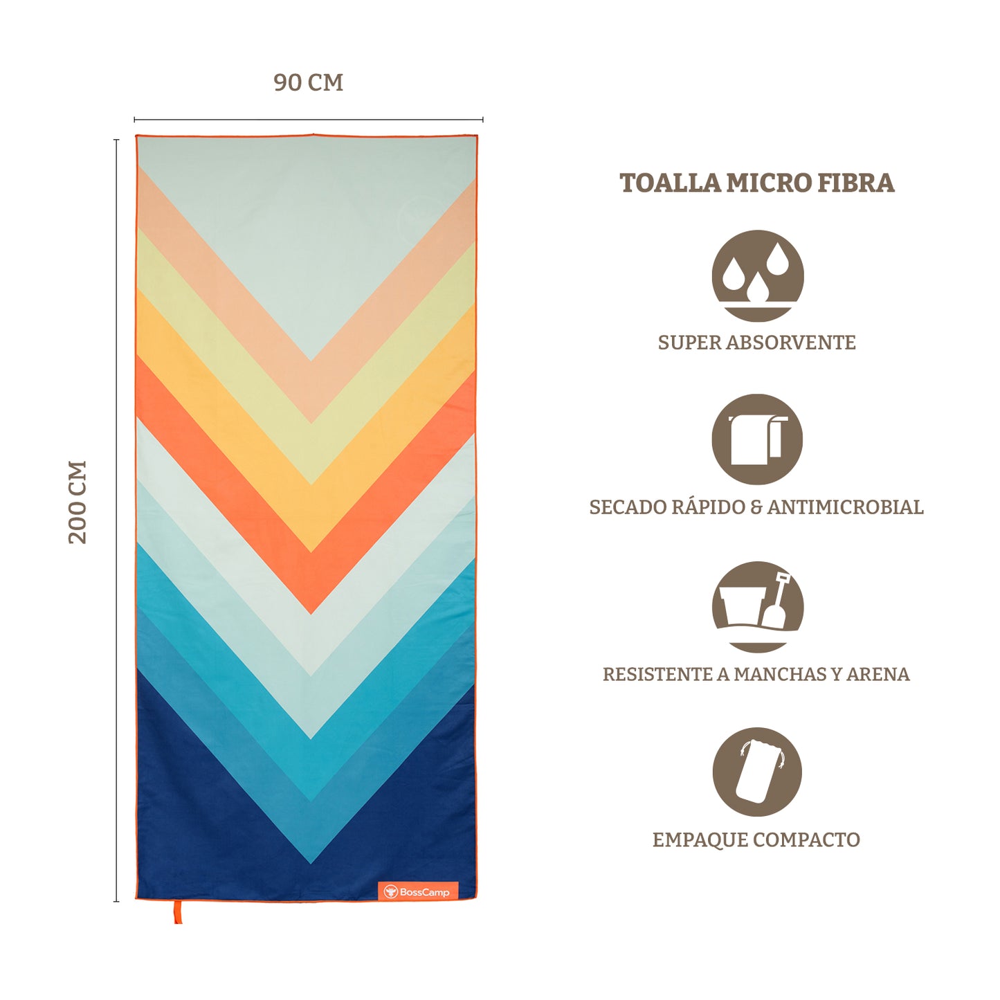 Toalla Playa Microfibra Grande XL Día Bosscamp (90 x 200)
