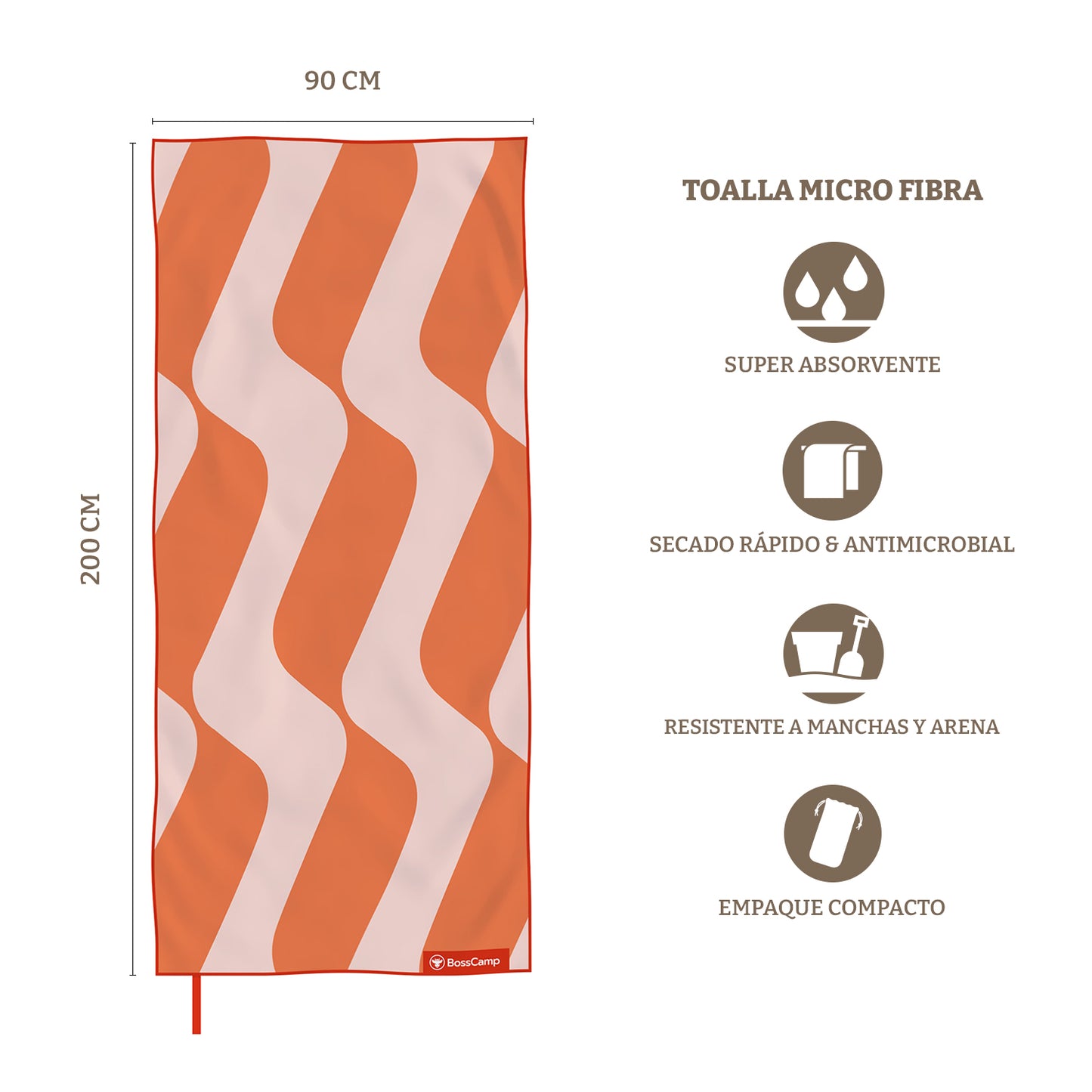 Toalla Playa Microfibra Grande XL Duna Bosscamp (90 x 200)