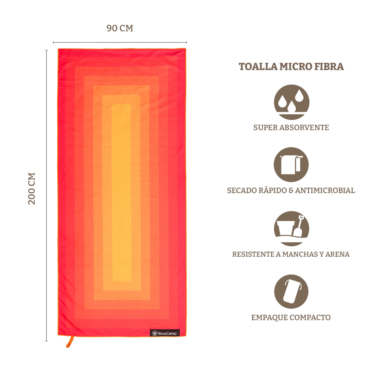 Toalla Playa Microfibra Grande XL Magma Bosscamp (90 x 200)