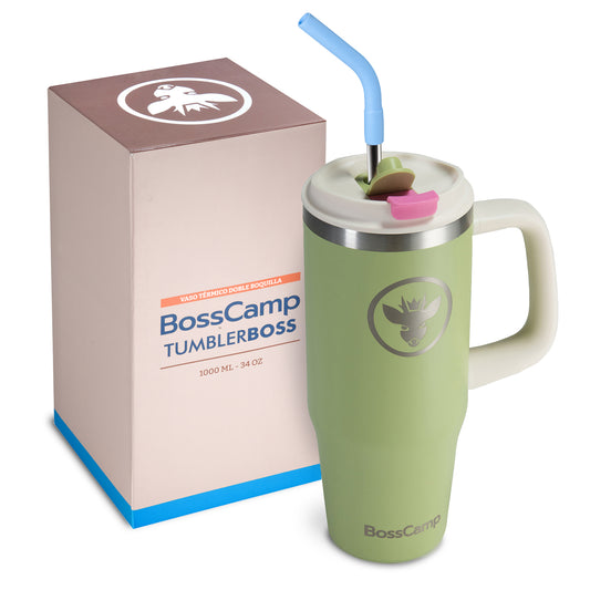 Vaso Térmico Tumbler Mug Termo BossCamp 1000ml Tapa 2 en 1 Verde