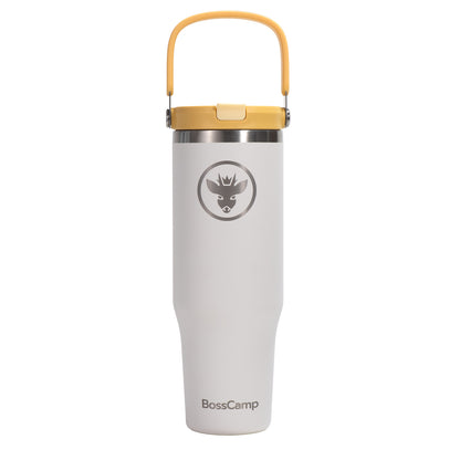 Vaso Termico Tumbler Mug Termo BossCamp 1200ml Tapa 2 en 1 Blanco